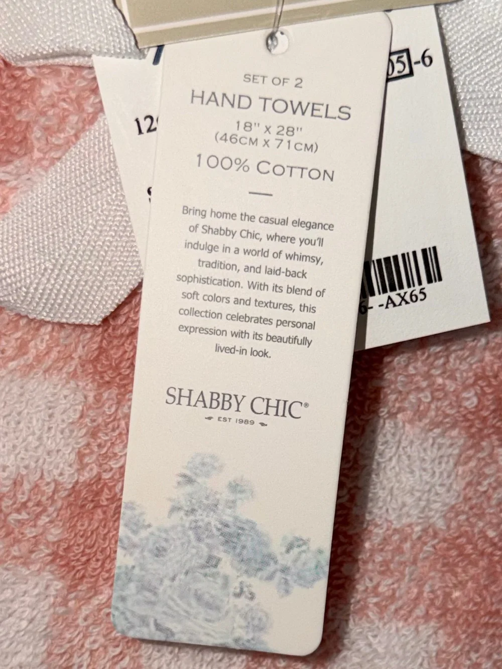 Farmhouse shabby chic Rachel Ashwell pink white gingham plaid bath hand towels